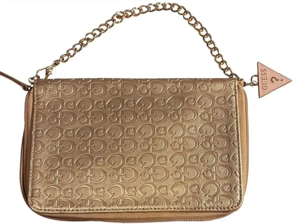 GUESS Los Angeles Dahlia Rose Gold Debossed Logo Travel Wristlet Clutch